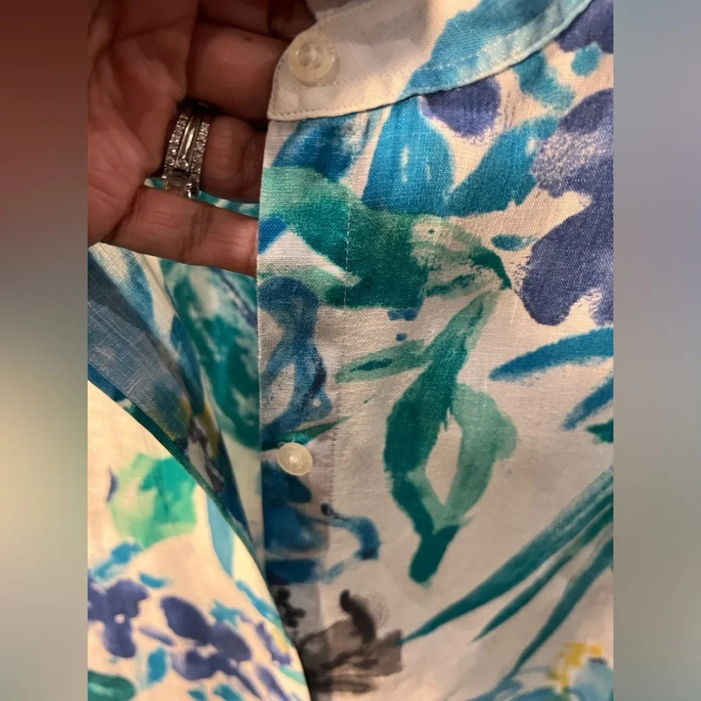 Lauren Ralph Lauren 100% Linen floral shirt Large - Picture 5 of 7